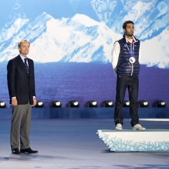 Martin Fourcade au côté de Jean-Claude Killy Martin Fourcade lors de la cérémonie des médailles à Sotchi, le 18 février 2014 après sa seconde place décrochée en mass start aux Jeux olympiques