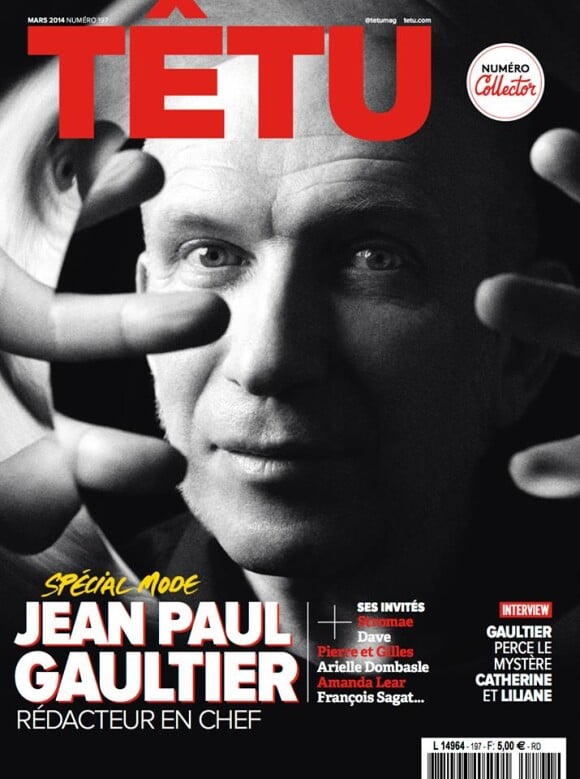 Jean Paul Gaultier en couverture du magazine Têtu, daté du mois de mars 2014.