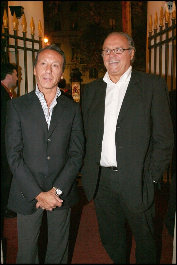 Daniel Moyne et Gérard Louvin, à la générale de "Fugueuses', à Paris, le 8 octobre 2007.