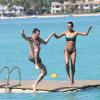 Exclusif - Sonia Rolland s'éclate avec son amoureux Jalil Lespert en vacances au Royal Palm à l'île Maurice, le 13 février 2014
