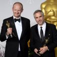 Alfonso Cuaron et Mark Sanger (montage Gravity) lors de la cérémonie des Oscars le 2 mars 2014