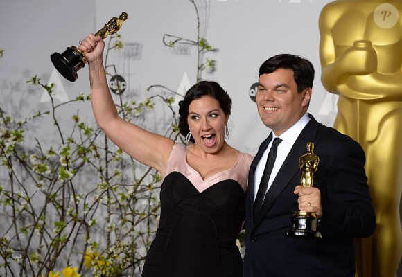Robert Lopez et Kristen Anderson-Lopez (meilleure chanson) lors de la cérémonie des Oscars le 2 mars 2014