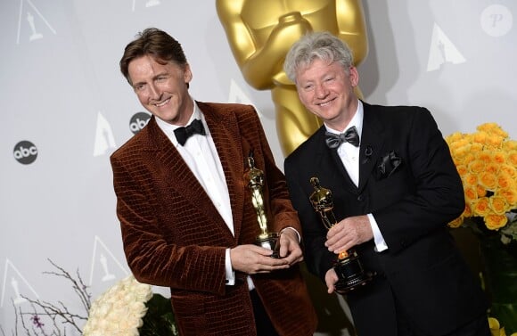 Malcolm Clarke et Carl Freed lors de la cérémonie des Oscars le 2 mars 2014