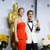 Jennifer Lawrence et Matthew McConaughey lors de la cérémonie des Oscars le 2 mars 2014