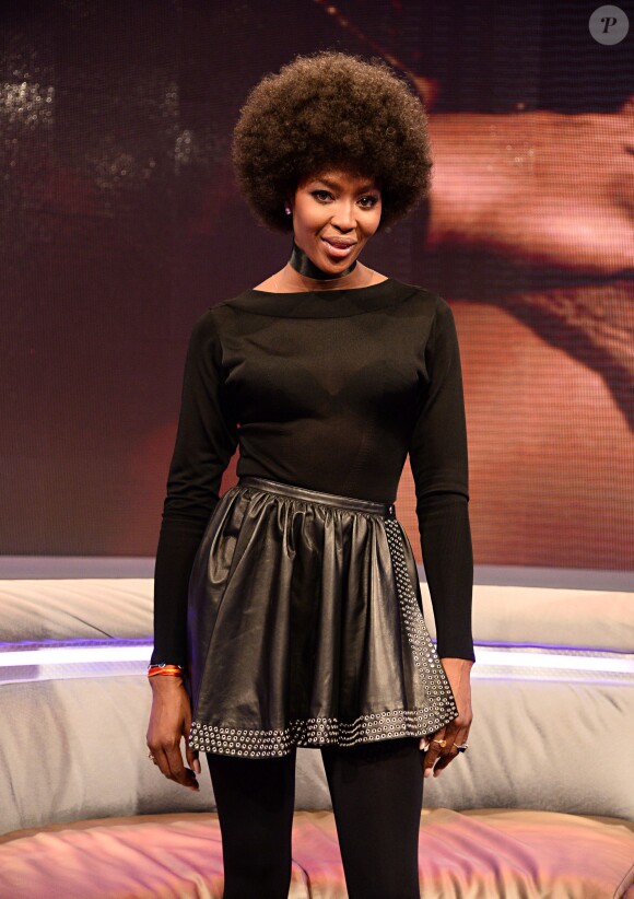 Naomi Campbell sur le plateau de l'émission 106 & Park, diffusée sur BET. New York, le 3 mars 2014.