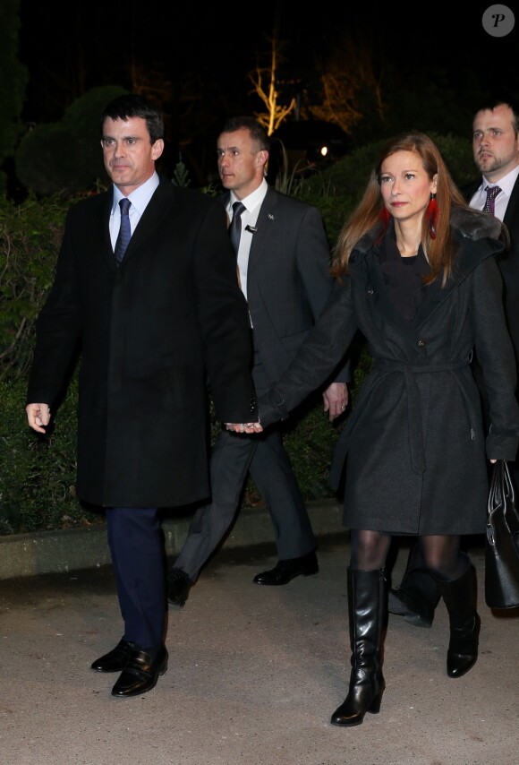 Manuel Valls et sa femme Anne Gravoin - 29e dîner annuel du Conseil représentatif des institutions juives de France (Crif) au Pavillon d'Armenonville à Paris le 4 mars 2014.