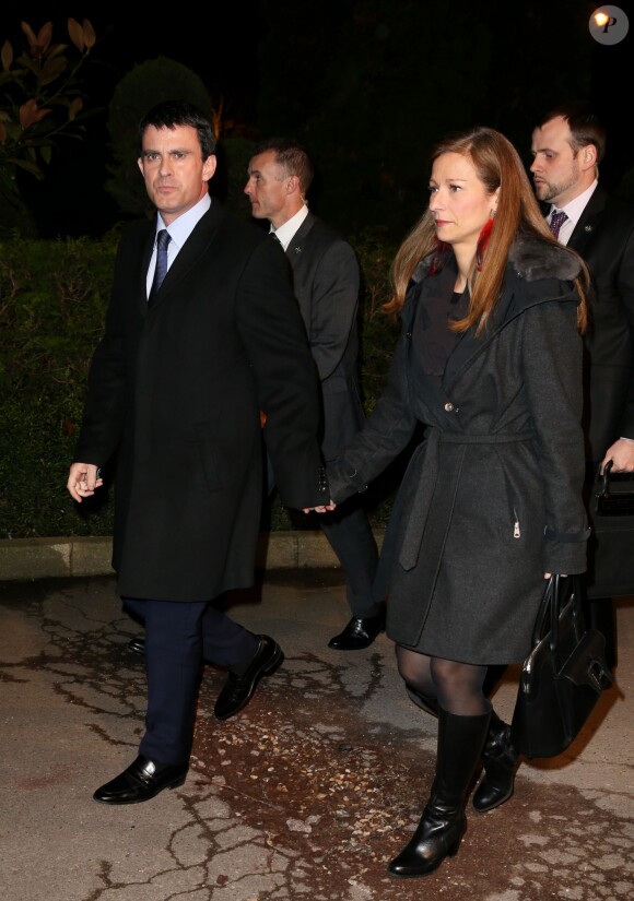 Manuel Valls et sa femme Anne Gravoin - 29e dîner annuel du Conseil représentatif des institutions juives de France (Crif) au Pavillon d'Armenonville à Paris le 4 mars 2014.