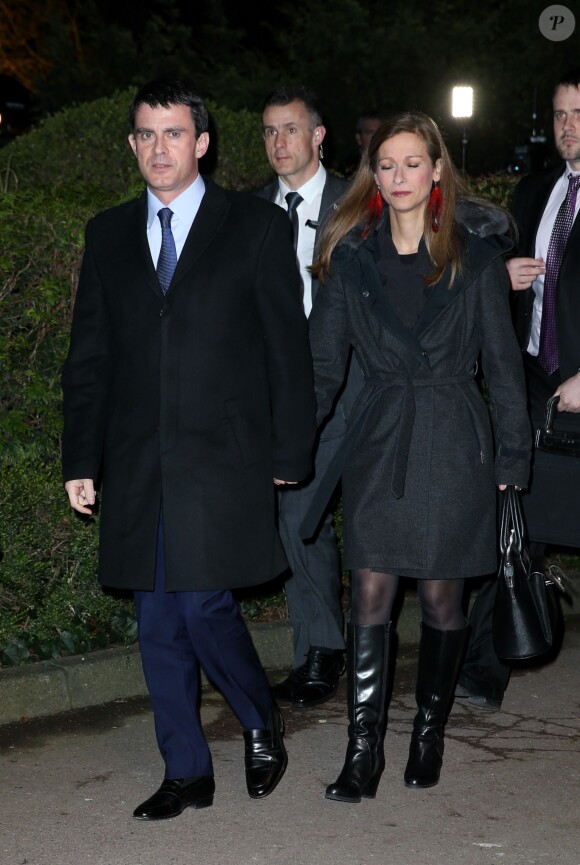 Manuel Valls et sa femme Anne Gravoin - 29e dîner annuel du Conseil représentatif des institutions juives de France (Crif) au Pavillon d'Armenonville à Paris le 4 mars 2014.