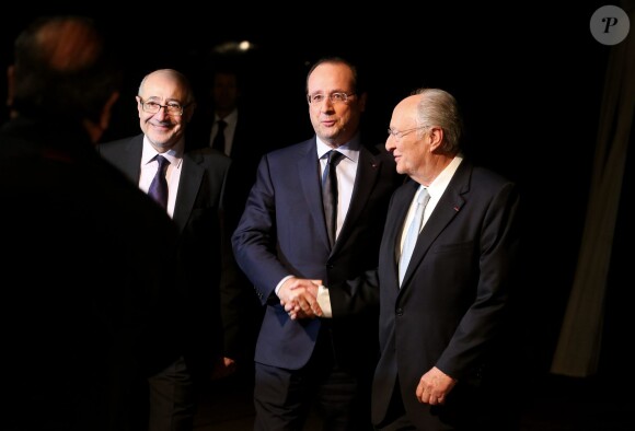 François Hollande et Roger Cukierman, président du CRIF - 29e dîner annuel du Conseil représentatif des institutions juives de France (Crif) au Pavillon d'Armenonville à Paris le 4 mars 2014.