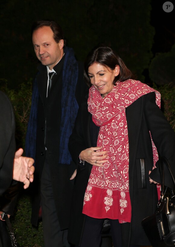 Anne Hidalgo et son mari Jean-Marc Germain - 29e dîner annuel du Conseil représentatif des institutions juives de France (Crif) au Pavillon d'Armenonville à Paris le 4 mars 2014.