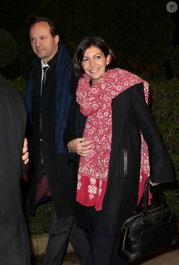 Anne Hidalgo et son mari Jean-Marc Germain - 29e dîner annuel du Conseil représentatif des institutions juives de France (Crif) au Pavillon d'Armenonville à Paris le 4 mars 2014.