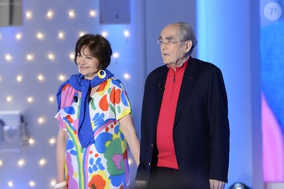 Macha Méril et le compositeur Michel Legrand - Enregistrement de l'émission "Vivement dimanche" à Paris le 5 mars 2014, diffusion le 9 mars.