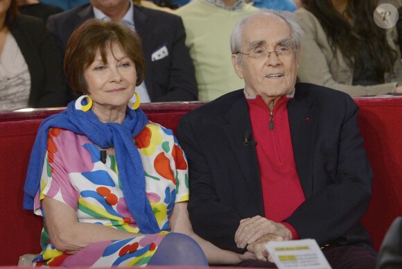 Macha Méril et son compagnon Michel Legrand - Enregistrement de l'émission "Vivement dimanche" à Paris le 5 mars 2014, diffusion le 9 mars.