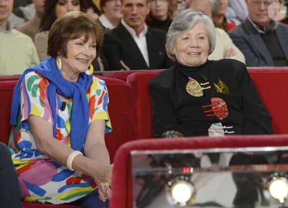 Macha Méril et sa soeur Hélène Gagarine - Enregistrement de l'émission "Vivement dimanche" à Paris le 5 mars 2014, diffusion le 9 mars.