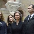  Elena d'Espagne avec Letizia, Sofia et Felipe le 6 mars 2014 à la nécropole royale du domaine Tatoï au nord d'Athènes, lors d'une cérémonie commémorant les 50 ans de la mort de son grand-père le roi Paul Ier de Grèce. 