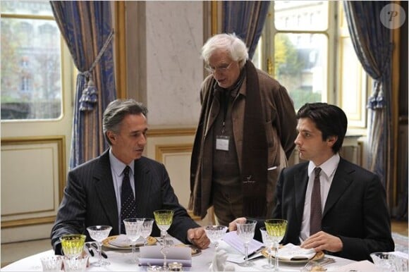 Thierry Lhermitte, Bertrand Tavernier et Raphaël Personnaz dans Quai d'orsay.