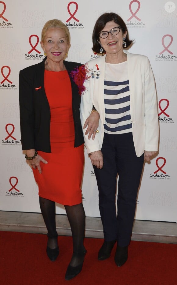 Danièle Odin et Béatrice de Malembert lors de la soirée de lancement de la campagne 2014 du Sidaction au Musée du Quai Branly à Paris, le 10 mars 2014.