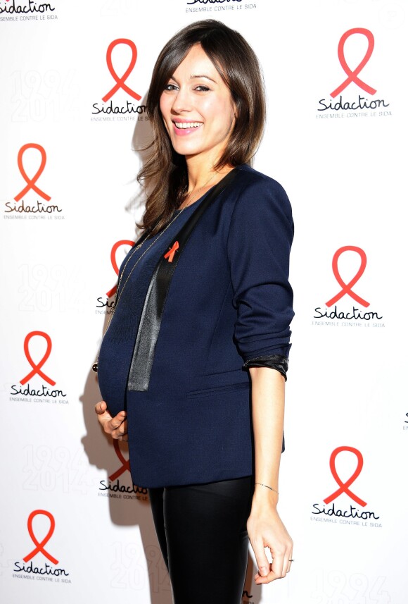 Marie-Ange Casalta, enceinte, lors de la soirée de lancement de la campagne 2014 du Sidaction au Musée du Quai Branly à Paris, le 10 mars 2014.