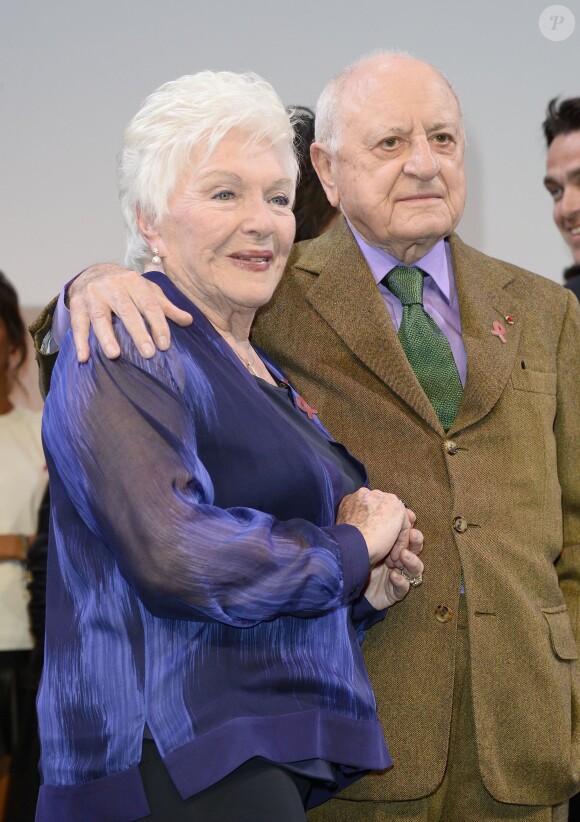 Line Renaud et Pierre Bergé - Soirée de lancement de la campagne 2014 du Sidaction au Musée du Quai Branly à Paris, le 10 mars 2014.10/03/2014 - Paris