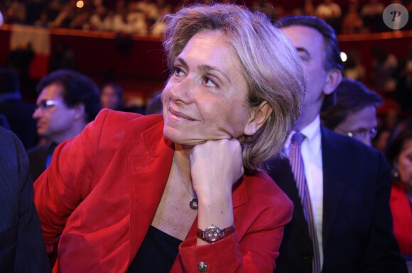 Valérie Pecresse lors du dernier grand meeting de campagne de Nathalie Kosciusko-Morizet pour les municipales à Paris le 19 mars 2014.