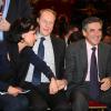 Rachida Dati, Philippe Goujon, François Fillon, Didier Berthault lors du dernier grand meeting de campagne de Nathalie Kosciusko-Morizet pour les municipales à Paris le 19 mars 2014.