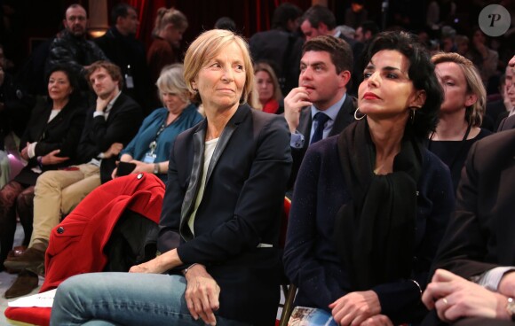 Marielle de Sarnez et Rachida Dati lors du dernier grand meeting de campagne de Nathalie Kosciusko-Morizet pour les municipales à Paris le 19 mars 2014.