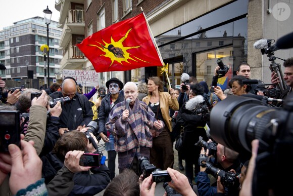 Vivienne Westwood s'exprime lors de la manifestation Fracked Future Carnival à Londres. Le 19 mars 2014.