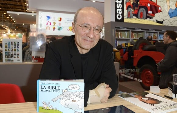 Philippe Geluck à la 34e édition du Salon du Livre à Paris, Porte de Versailles, le 22 mars 2014.