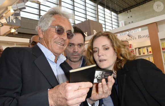 Jean-Paul Enthoven, Yann Moix et Nathalie Kosciusko-Morizet à la 34e édition du Salon du Livre à Paris, Porte de Versailles, le 22 mars 2014.