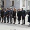 La famille d'Adolfo Suarez devant le Congrès, le 24 mars 2014 à Madrid, pour l'arrivée du cercueil de l'ancien chef du gouvernement, artisan de la transition démocratique.