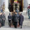 Arrivée du cercueil d'Adolfo Suarez à la chapelle ardente au Congrès, le 24 mars 2014 à Madrid, pour l'hommage de la nation à l'artisan de la transition démocratique.