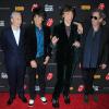 Les Rolling Stones (Charlie Watts, Ronnie Wood, Mick Jagger et Keith Richards) à la première de "Crossfire Hurricane" à New York, le 13 novembre 2012