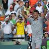 Novak Djokovic lors de sa victoire sur Andy Murray en quart de finale du Masters 1000 de Key Biscayne à Miami, le 26 mars 2014