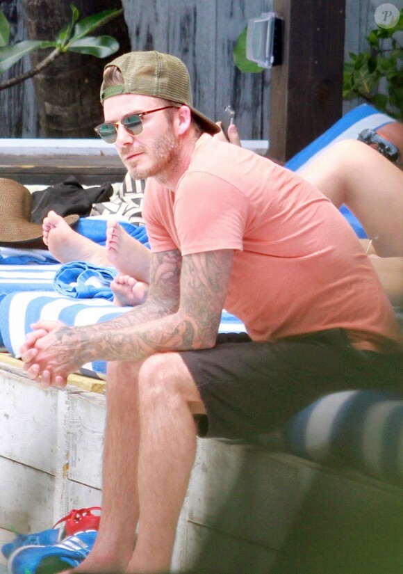Le sexy David Beckham se relaxe à Miami, le 27 mars 2014.