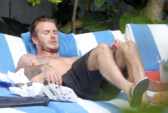 David Beckham se relaxe à Miami, le 27 mars 2014.
