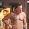 Actor Mickey Rourke stopped at the legendary 'Shamrock Tattoo' in Weho to get some work added to his tattoo collection in West Hollywood, Los Angeles, CA, USA on March 8, 2014. Photo by GSI/ABACAPRESS.COM09/03/2014 - Los Angeles