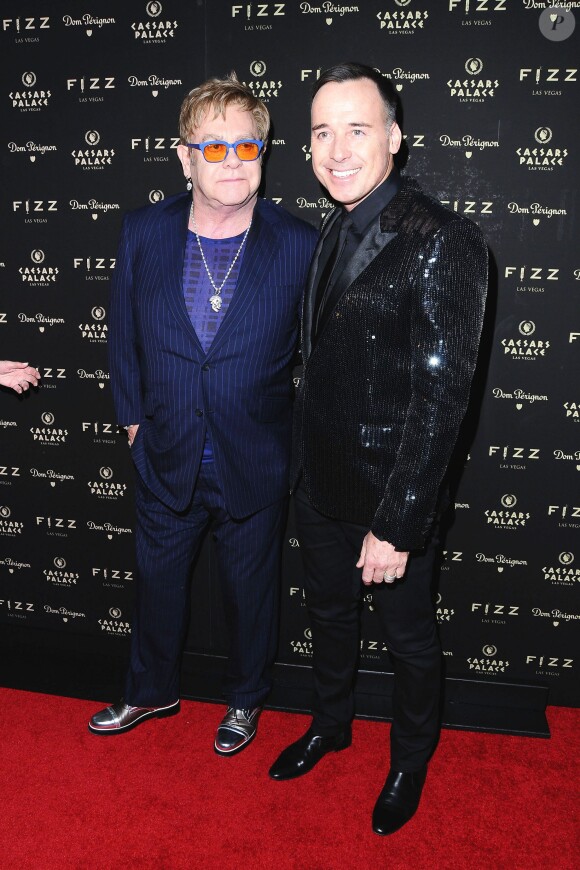 Elton John et David Furnish au Caesars Palace à Las Vegas le 28 mars 2014