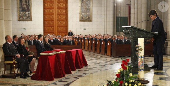 Obsèques d'Etat, présidées par la famille royale d'Espagne, de l'ancien chef du gouvernement espagnol Adolfo Suarez en la cathédrale de La Almudena à Madrid, le 31 mars 2014.