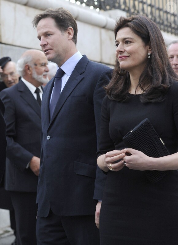Nick Clegg et sa femme Miriam Clegg lors des obsèques d'Etat de l'ancien chef du gouvernement espagnol Adolfo Suarez en la cathédrale de La Almudena à Madrid, le 31 mars 2014.