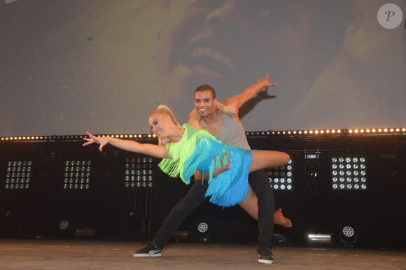 Brahim Zaibat et Katrina Patchett - Spectacle "Une nuit à Makala" au Zénith de Lille, le 31 mars 2014, organisé par le joueur de football Rio Mavuba au profit de l'Association "Les Orphelins de Makala".