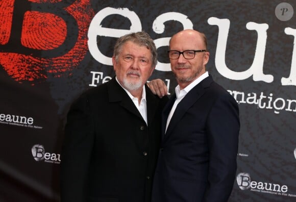Walter Hill et Paul Haggis - Soirée d'ouverture du 6ème Festival International du Film Policier de Beaune avec un hommage à Johnny Hallyday pour l'ensemble de sa carrière cinématographique, le 2 avril 2014.
