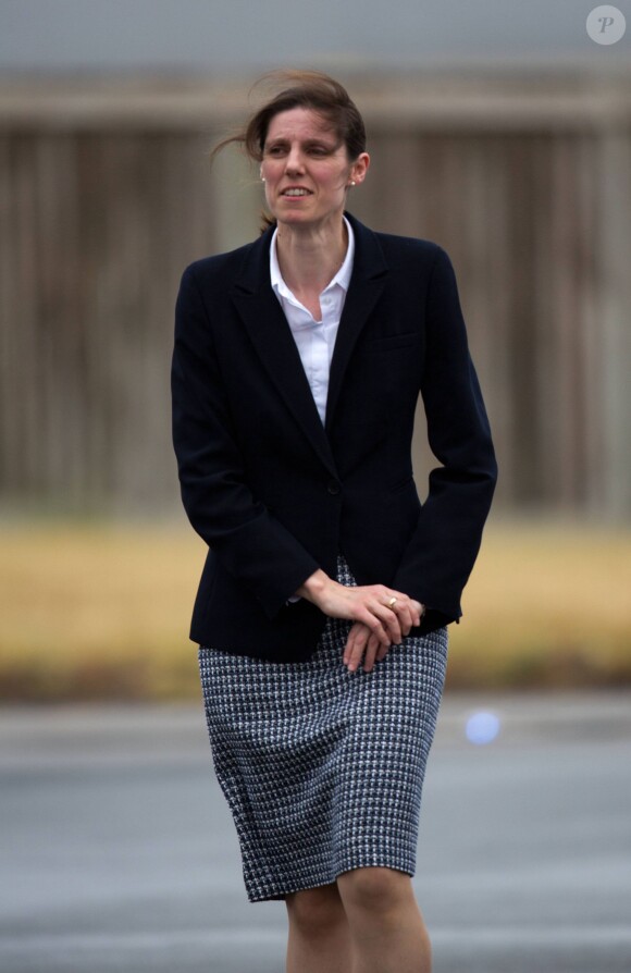Maria Teresa Turrion Borrallo, nounou du prince George de Cambridge, à son arrivée en Nouvelle-Zélande avec le duc et la duchesse de Cambridge, le 7 avril 2014. La super nanny prêtera main-forte à William et Kate pendant leur tournée officielle en Océanie.