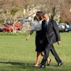 Barack Obama et Michelle de retour à la Maison Blanche à Washington après avoir assisté à Austin (Texas) à un sommet pour commémorer le 50e anniversaire de la signature du Cival Rights Act de 1964. Le 10 avril 2014.