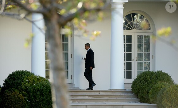 Barack Obama de retour à la Maison Blanche à Washington après avoir assisté à Austin (Texas) à un sommet pour commémorer le 50e anniversaire de la signature du Cival Rights Act de 1964. Le 10 avril 2014.
