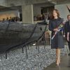 La princesse Mary de Danemark au Musée des navires vikings de Roskilde le 10 avril 2014 pour l'inauguration d'une nouvelle exposition temporaire, ''Le monde à l'Âge des Vikings''.