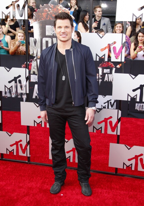 Nick Lachey sur le tapis rouge de la cérémonie des MTV Movie Awards à Los Angeles, le 13 avril 2014.