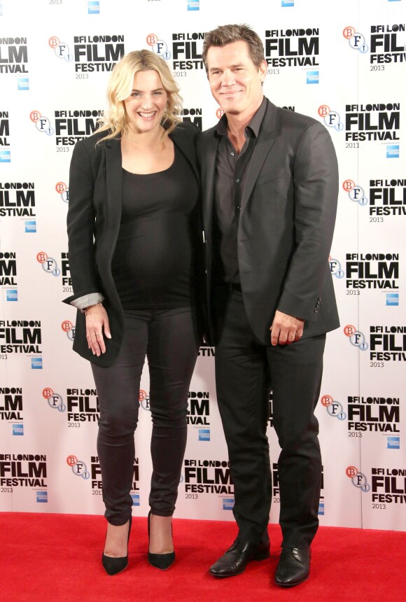 Kate Winslet (enceinte) et Josh Brolin à Londres le 14 octobre 2013.