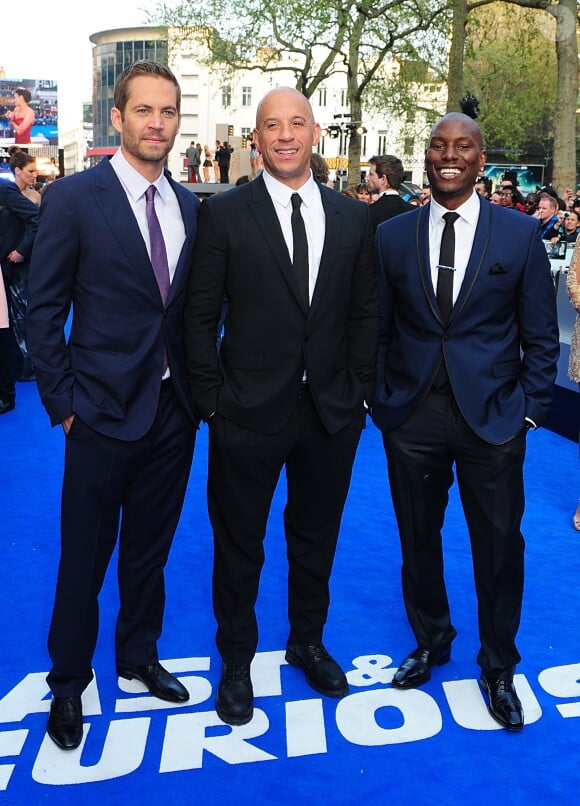Paul Walker, Vin Diesel et Tyrese Gibson à l'Empire Leicester Square, Londres, le 7 mai 2013.