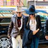Johnny Depp et sa fiancée Amber Heard arrivent à leur hôtel à New York, le 21 avril 2014.
