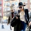 Johnny Depp et sa fiancée Amber Heard arrivent à Big Apple dans un hôtel de New York, le 21 avril 2014.